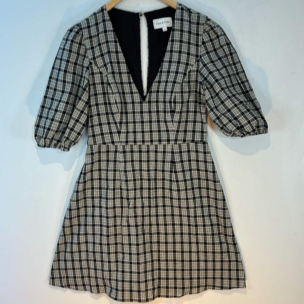 Park & Fifth Black and White Plaid Mini Dress